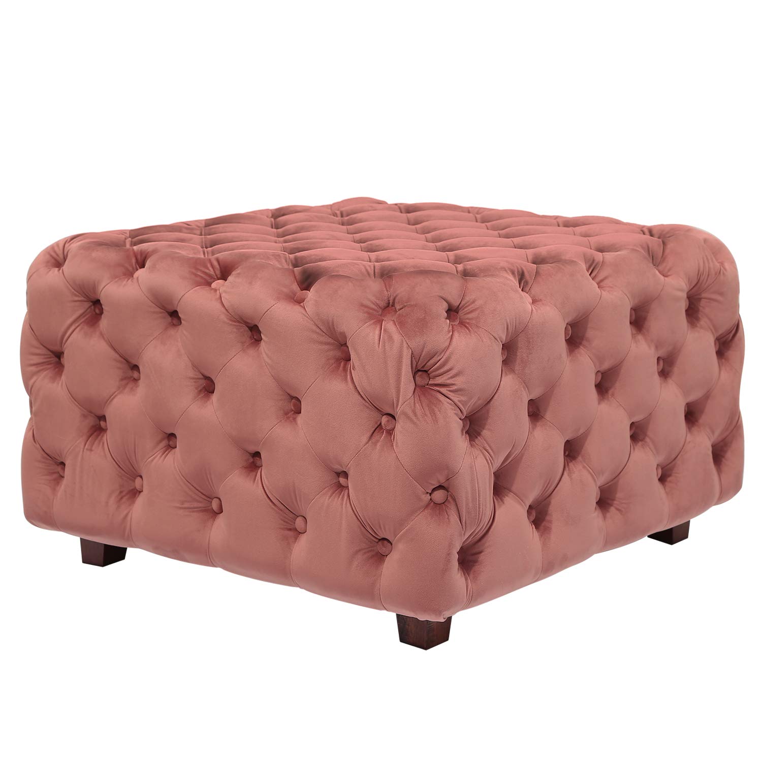Homebeez Velvet Ottoman Bench Cube Foot Rest Stool Square Coffee Table - 27.2