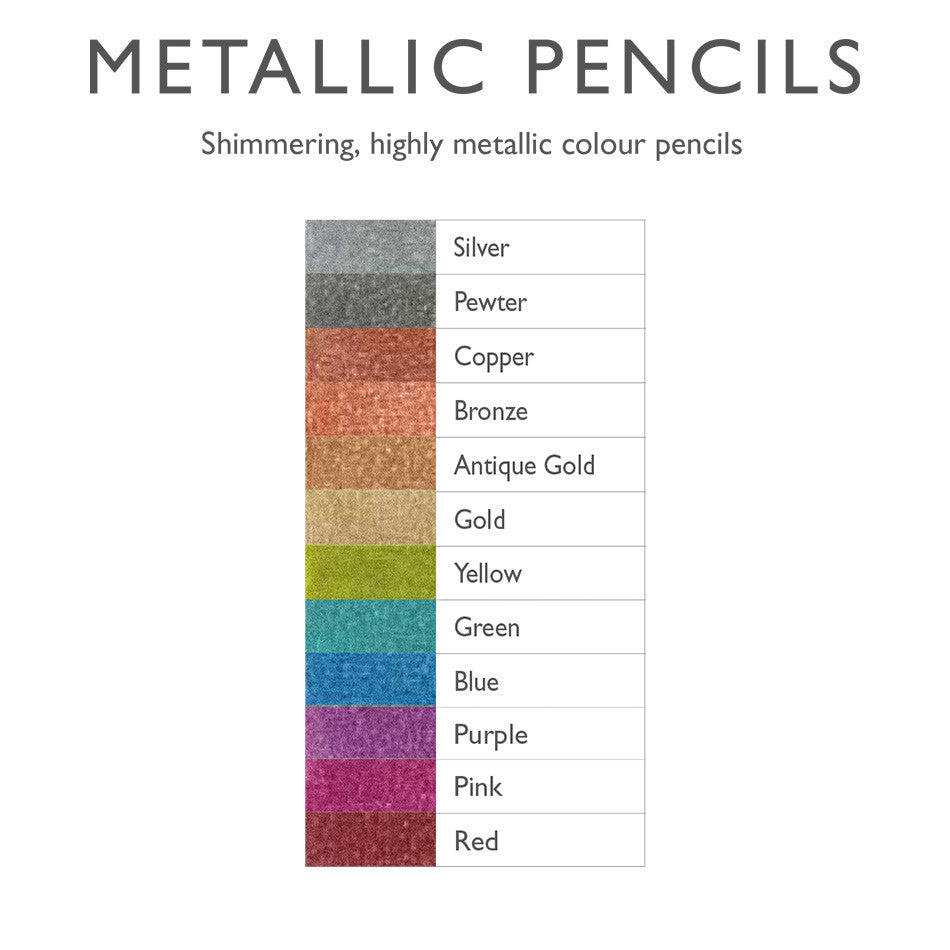 Derwent Metallic Colored Pencils Set of 12 - Premium Art Supplies for Drawing, Sketching & Adult Coloring Books | Perfect for Artists, Students & Craft Enthusiasts