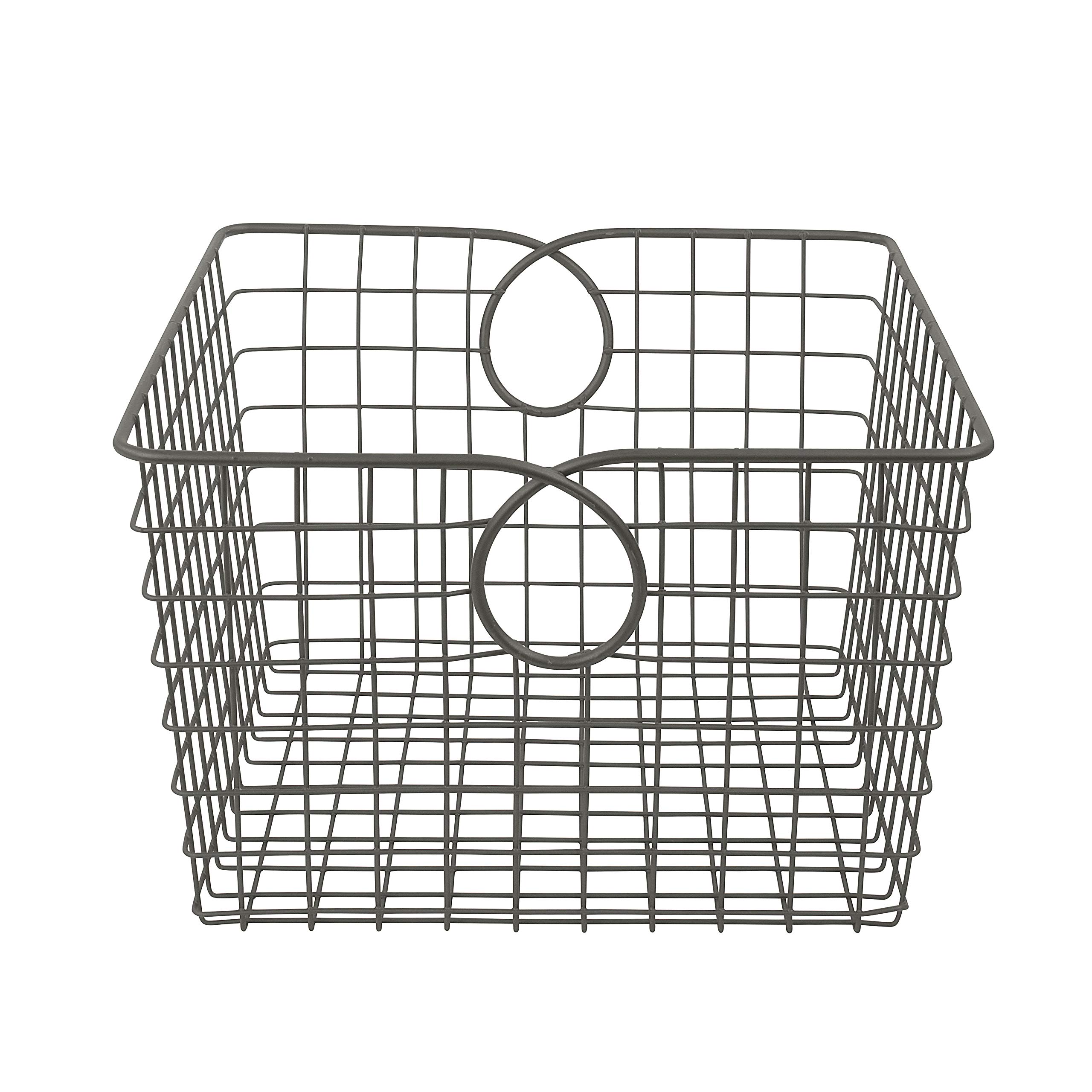 Spectrum Teardrop Wire Large Basket in Industrial Gray - Versatile Storage Bin for Bathroom, Closet, Pantry & Kitchen Organization | Perfect for Under Sink Storage, Toy Organization & Nursery Décor