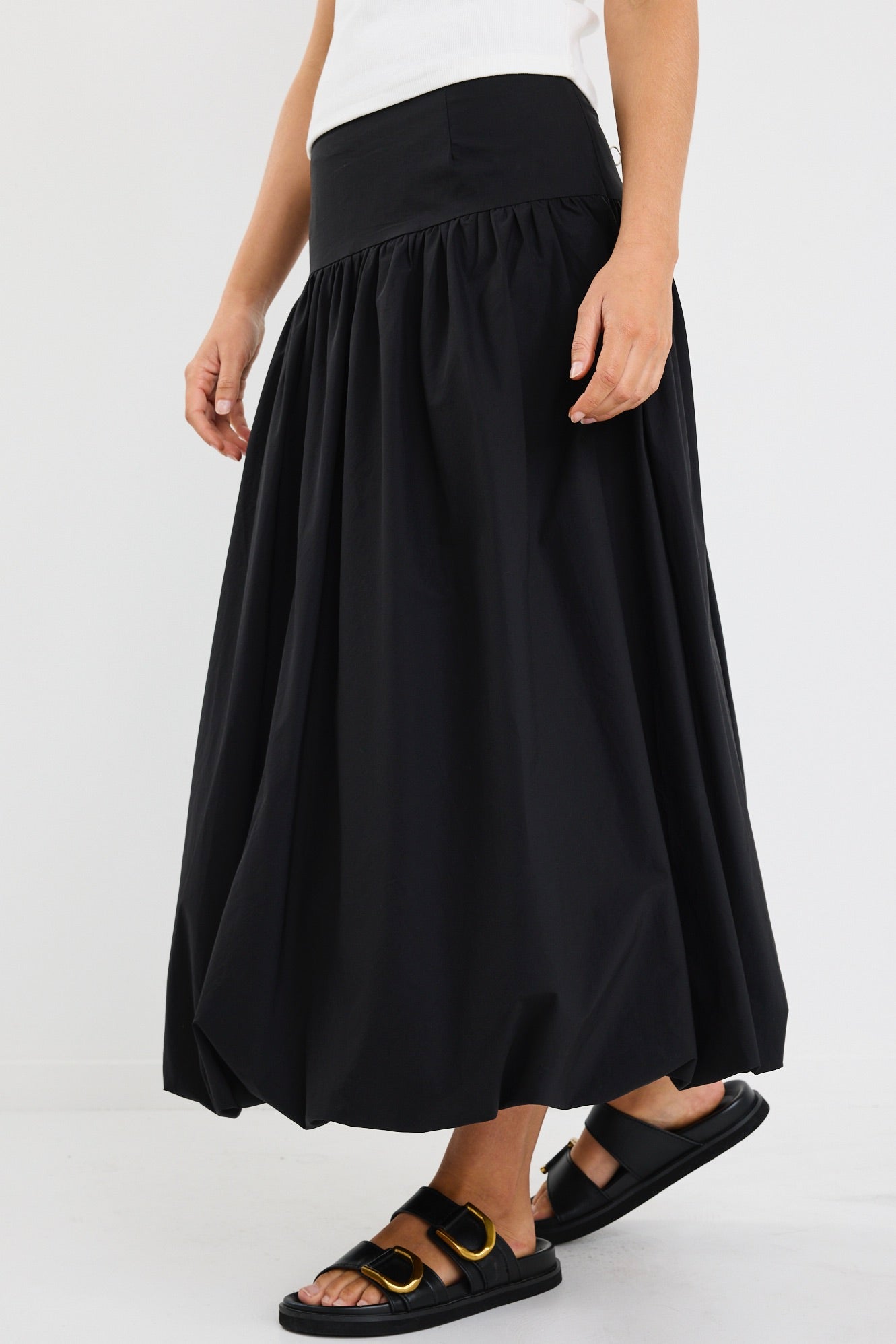 Intensity Black Bubble Midi Skirt for Women - Stylish High Waist Flared Skirt for Party, Date Night & Casual Wear