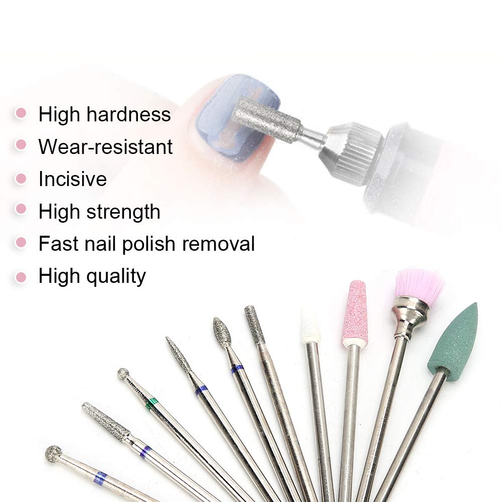 10Pcs Professional Tungsten Steel Nail Drill Bits Set - Manicure & Pedicure Tools for Salon & Home Use - Durable & Precise Nail Art Accessories