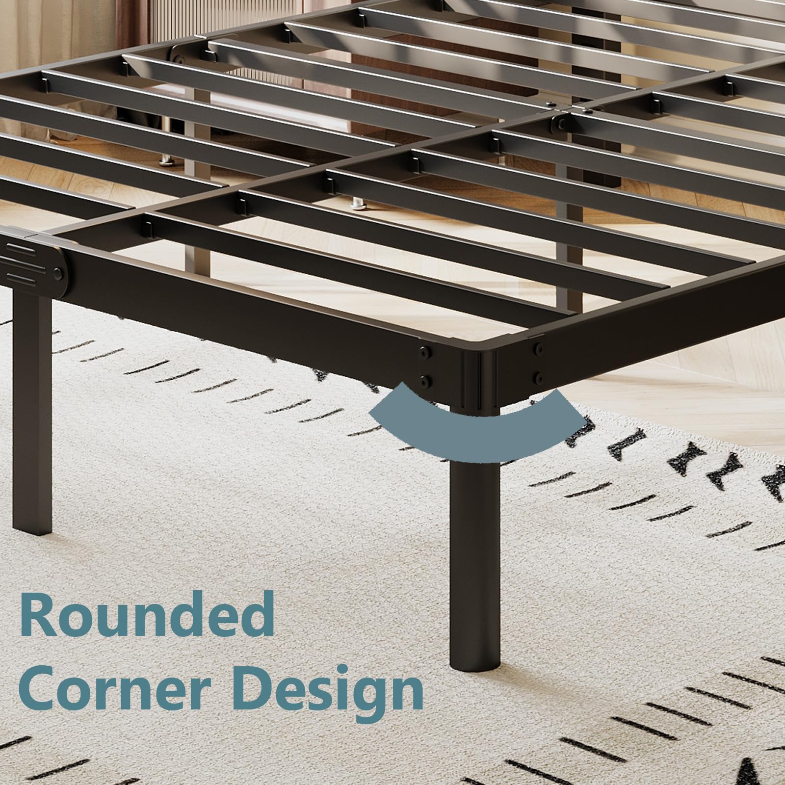 Full Size Bed Frame 18 Inch Height - Heavy Duty Metal Platform Bed with Mattress Foundation, No Box Spring Needed - Easy Assembly, Noise Free, Black (4003-18B) - Perfect for Guest Rooms, Dorms & Small Bedrooms