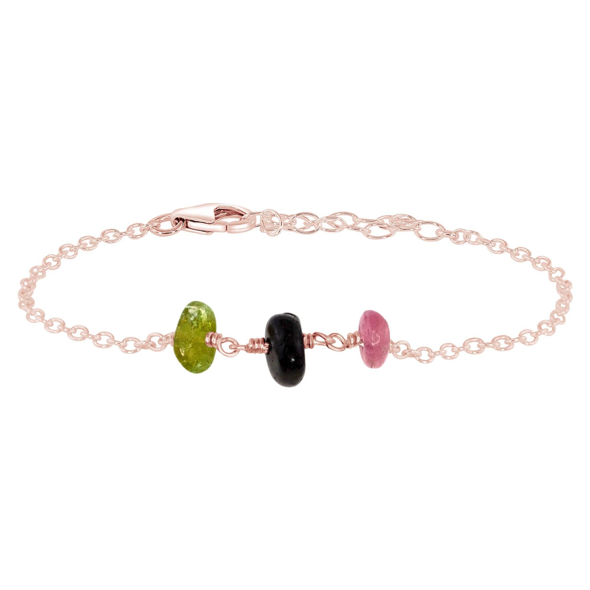 Tourmaline Beaded Chain Bracelet for Women - Handmade Healing Crystal Jewelry for Stress Relief & Positive Energy - Perfect for Yoga, Meditation & Everyday Wear