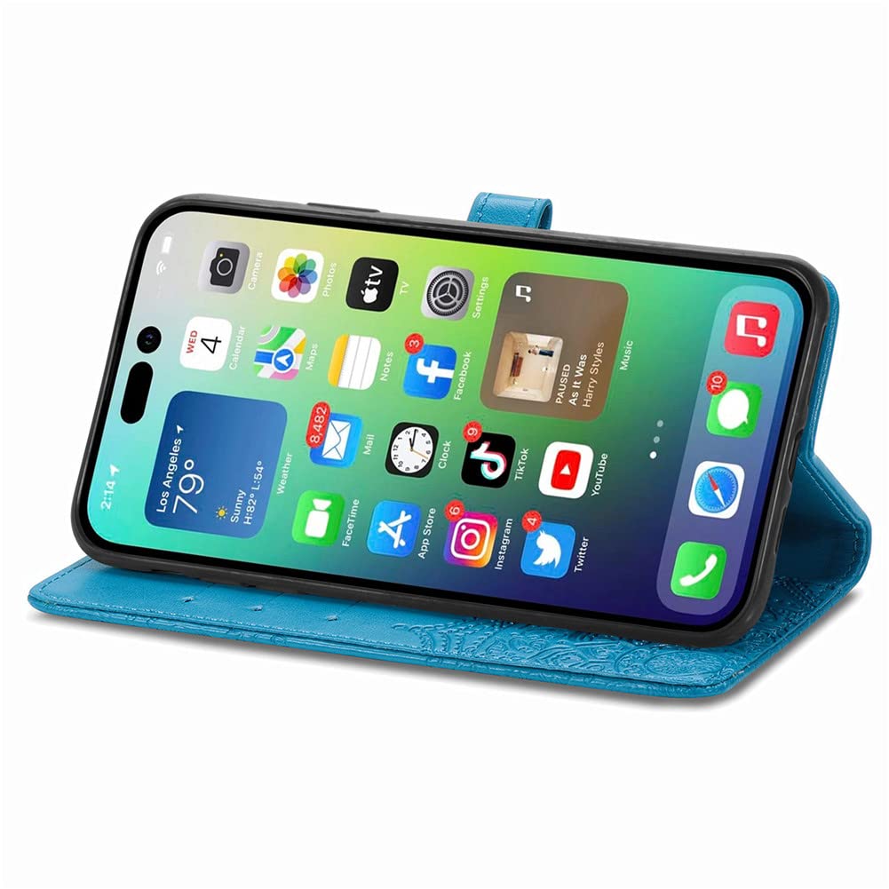 Premium Magnetic Leather Wallet Case for iPhone 14 (6.1