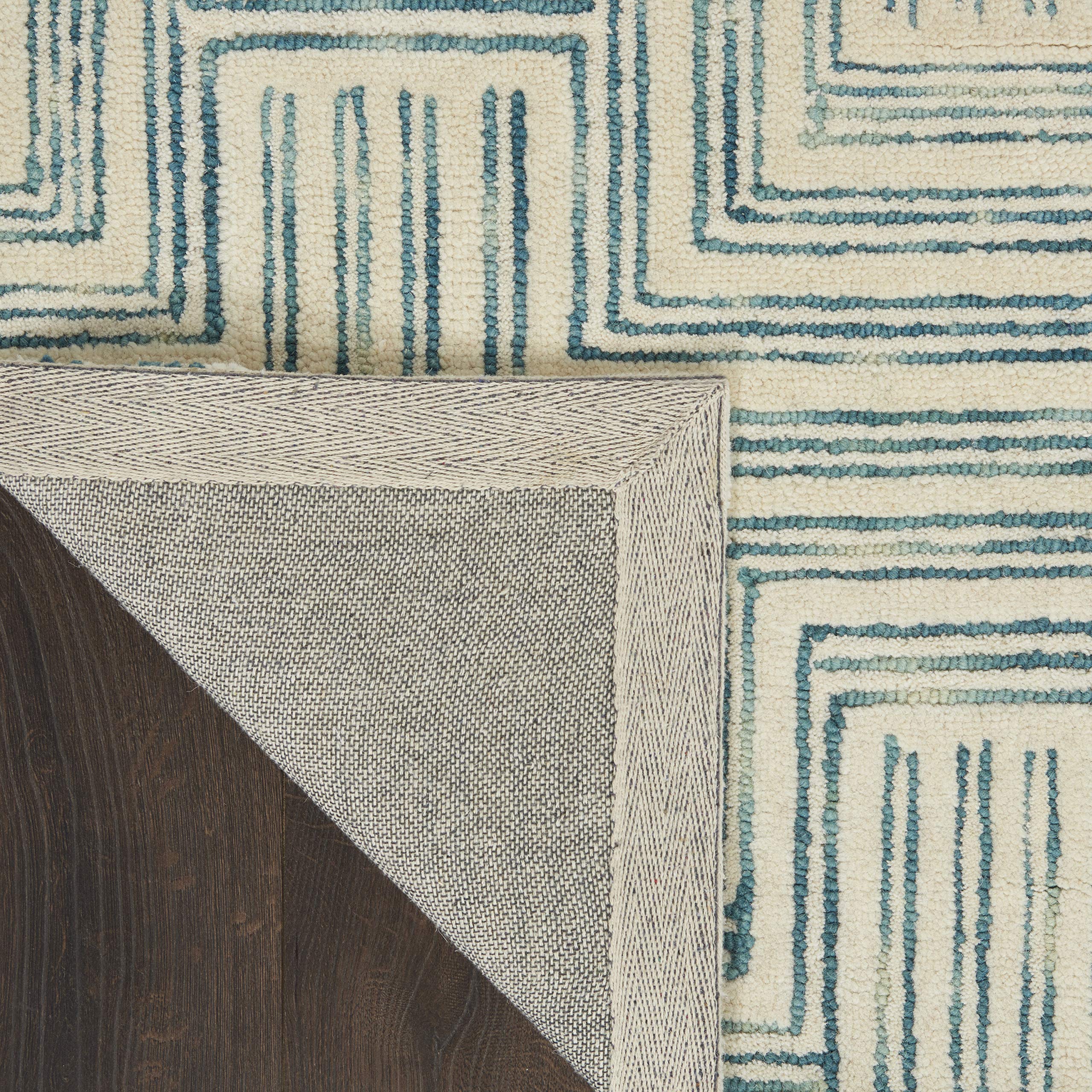 Nourison Linked Bohemian Ivory/Turquoise 5' x 7'6
