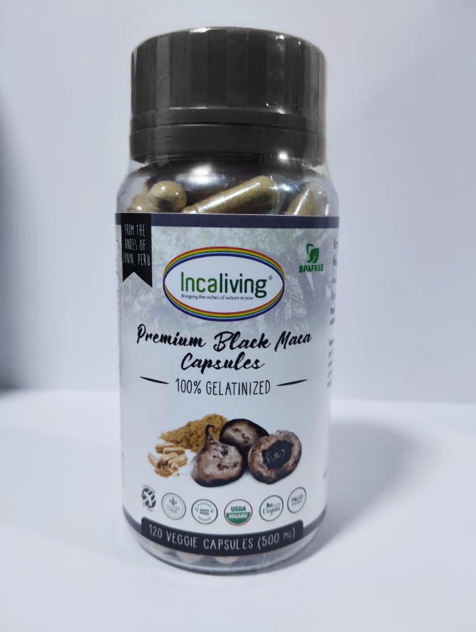 Premium Black Maca Veggie Capsules 120ct - 100% Organic Peruvian Maca Root, Gluten Free & Non-GMO Supplement for Energy, Stamina & Hormonal Balance - Perfect Post-Workout Recovery & Morning Boost