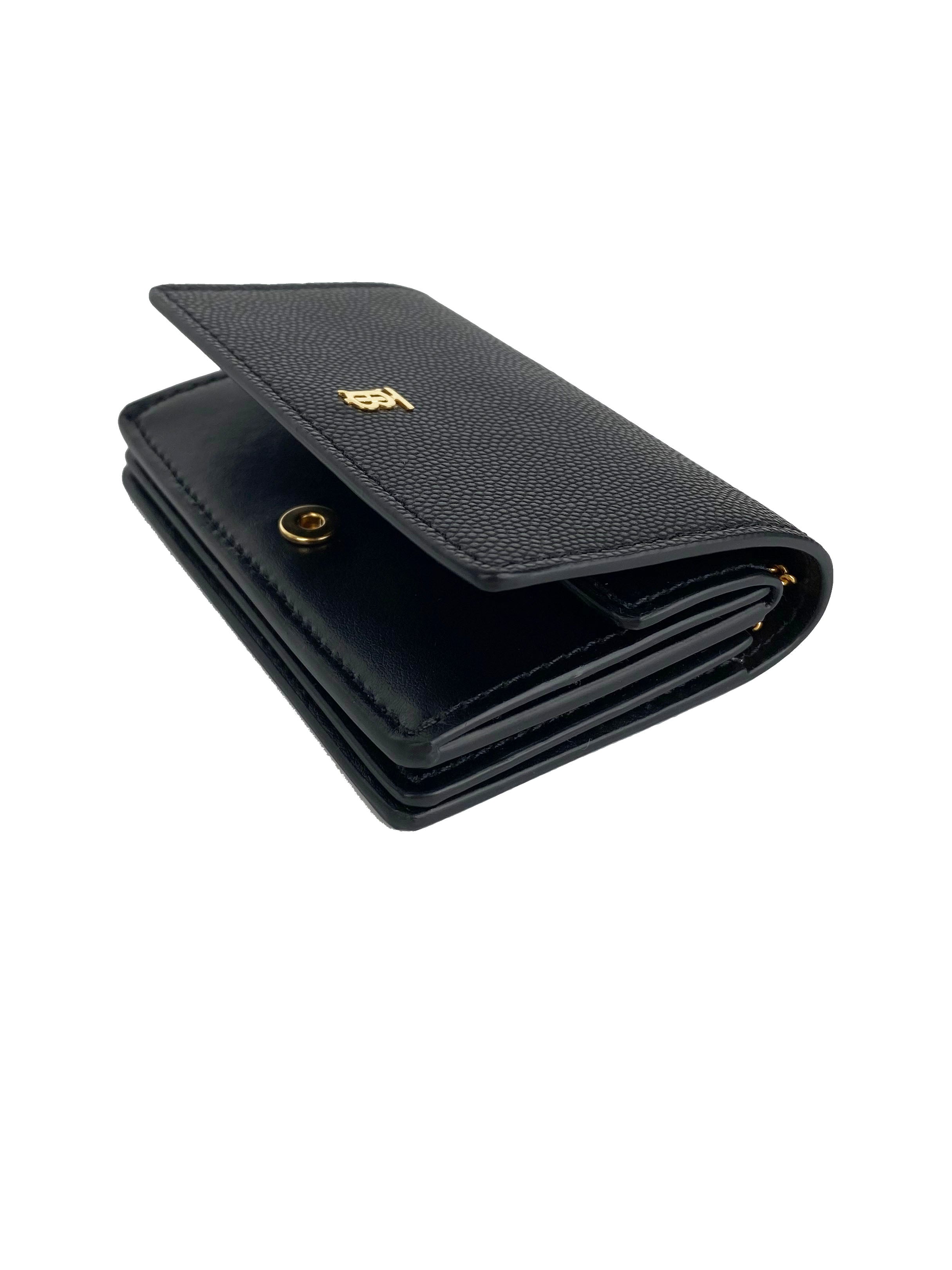Burberry Black Leather Card Holder with Chain - Stylish & Compact Wallet for Women & Men - Perfect for Everyday Use, Travel & Gifting