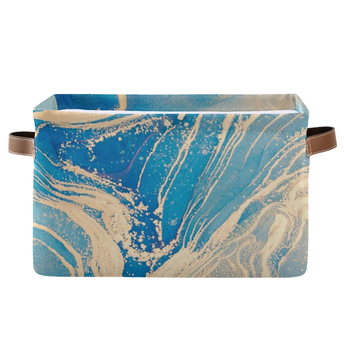 ODAWA Luxury Abstract Marble Large Collapsible Storage Cube - Foldable Fabric Bin for Toys, Clothes & Home Organization (Set of 1) | Perfect for Shelves, Closets & Nursery Storage Solutions