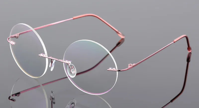 Brightzone Women's Rimless Round Titanium Alloy Eyeglasses 71220 - Lightweight & Durable Glasses for Work, Reading & Fashion