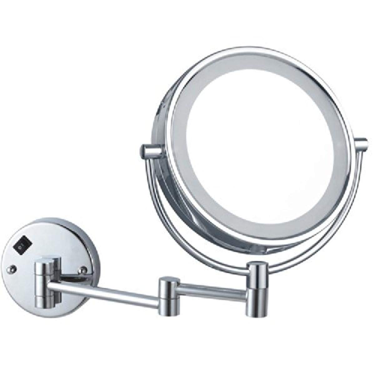 Nameeks AR7705-CR 5x Magnification LED Makeup Mirror with Dual-Sided Round Design & Glimmer Finish - Chrome - Perfect for Vanity, Bathroom, and Professional Makeup Application