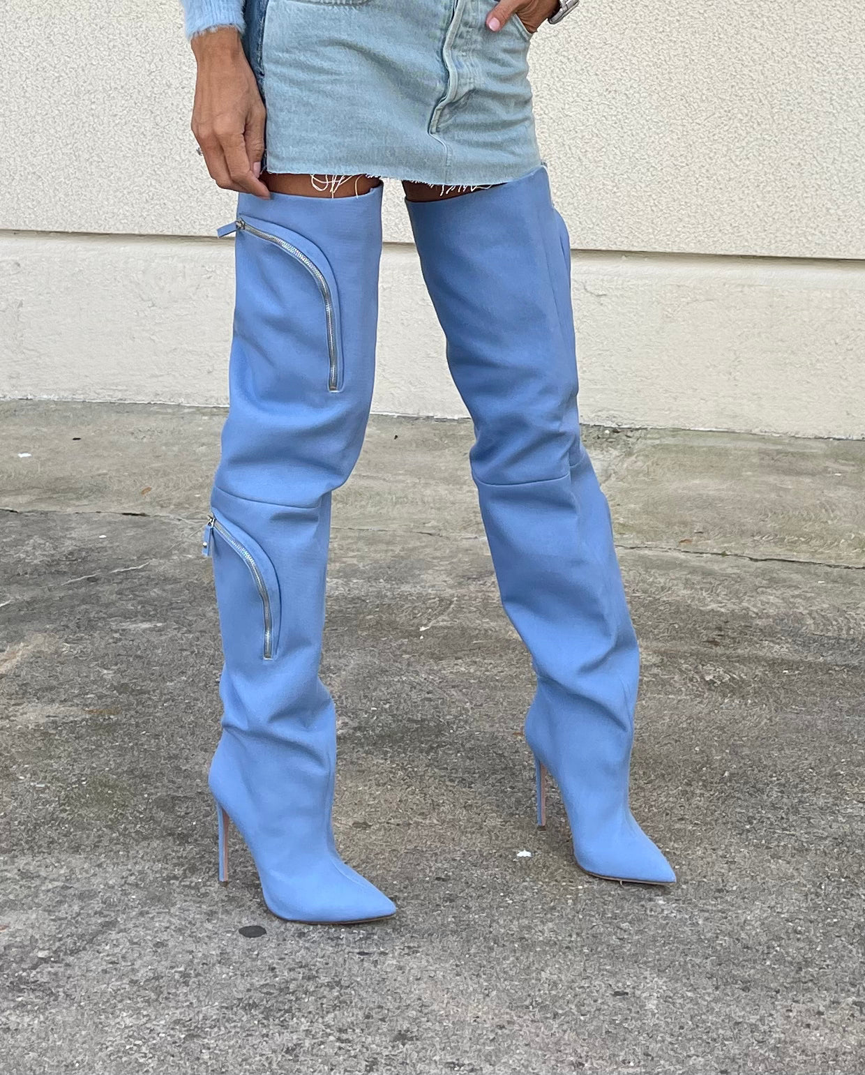 NICO Light Denim Cargo Boots for Women - Stylish & Comfortable Ankle Boots for Casual Wear, Outdoor Hiking & Street Fashion