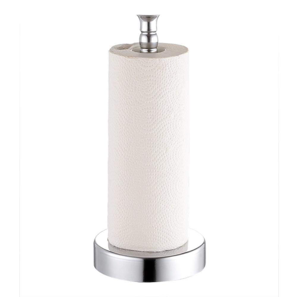 Stainless Steel Paper Towel Holder with Weighted Base - One-Handed Tear Kitchen Dispenser for Standard Rolls | Perfect for Kitchen Countertops, Office Break Rooms & RV Use