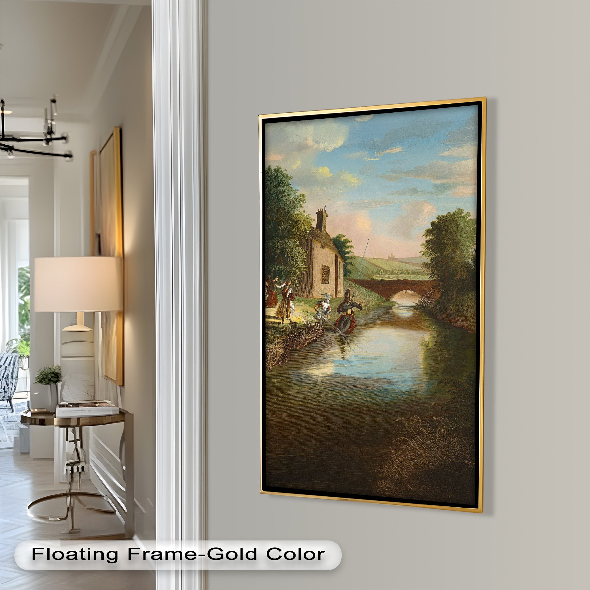 Romantic English Countryside Historic Oil Painting - A Day by the River - Perfect for Home Decor, Living Room Wall Art & Gift Ideas