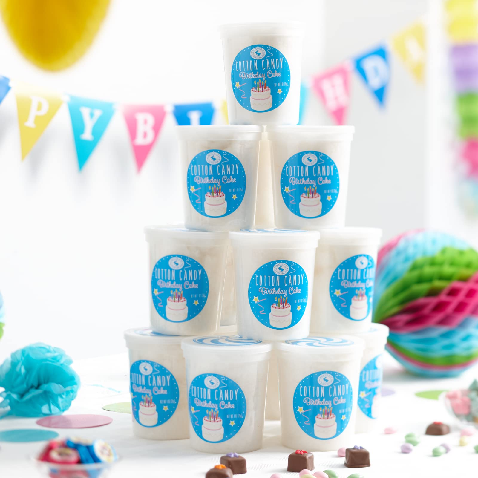 Gourmet Birthday Cake Flavored Cotton Candy (36 Pack) – Perfect for Holidays, Birthdays, Party Favors & Gag Gifts – Sweet Treat for Celebrations, Office Parties & Wedding Favors