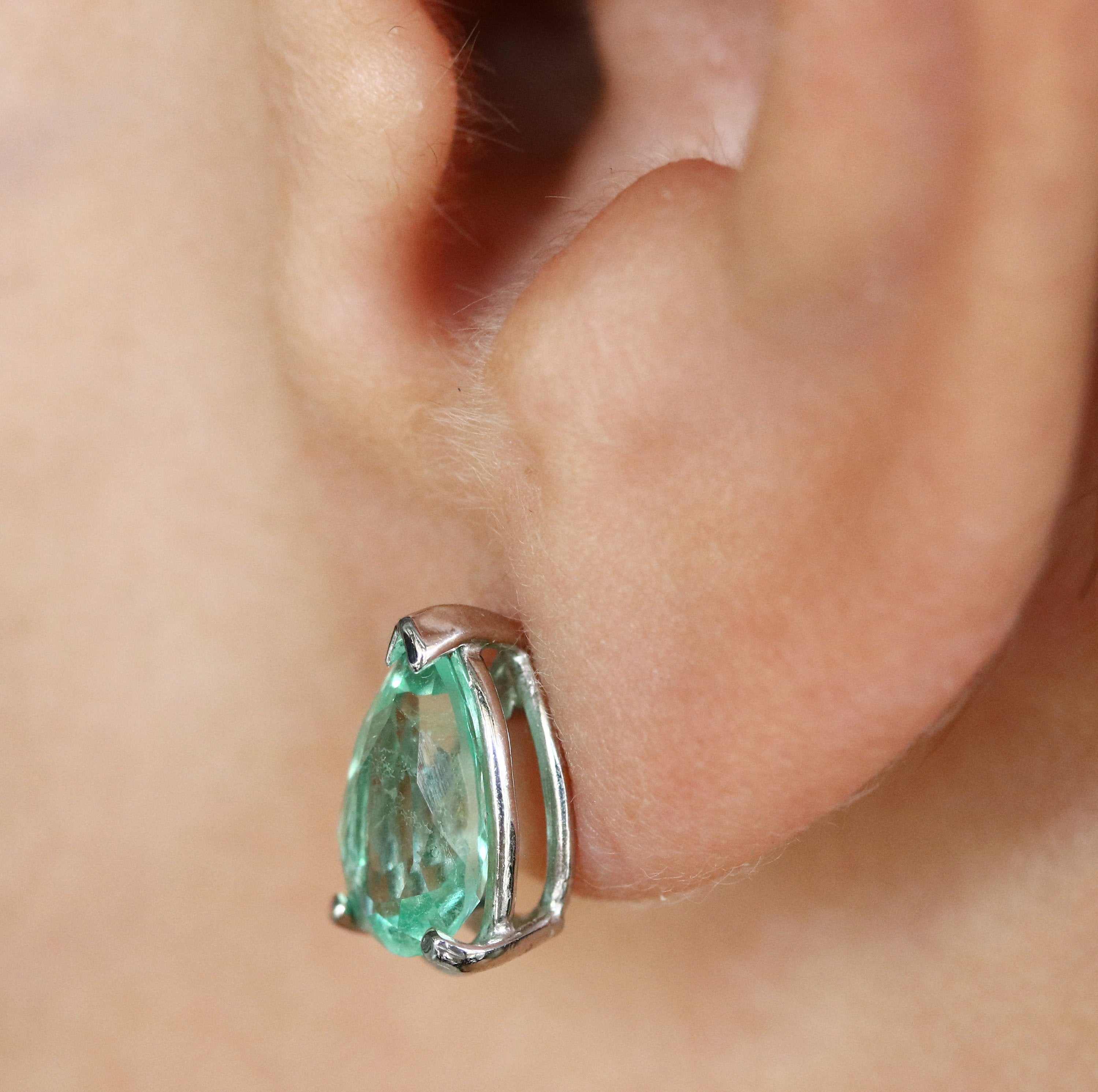 2.50tcw Light Green Emerald Tear Drop Solitaire Stud Earrings in 14K Gold - Elegant Jewelry for Women, Perfect for Weddings, Parties & Special Occasions