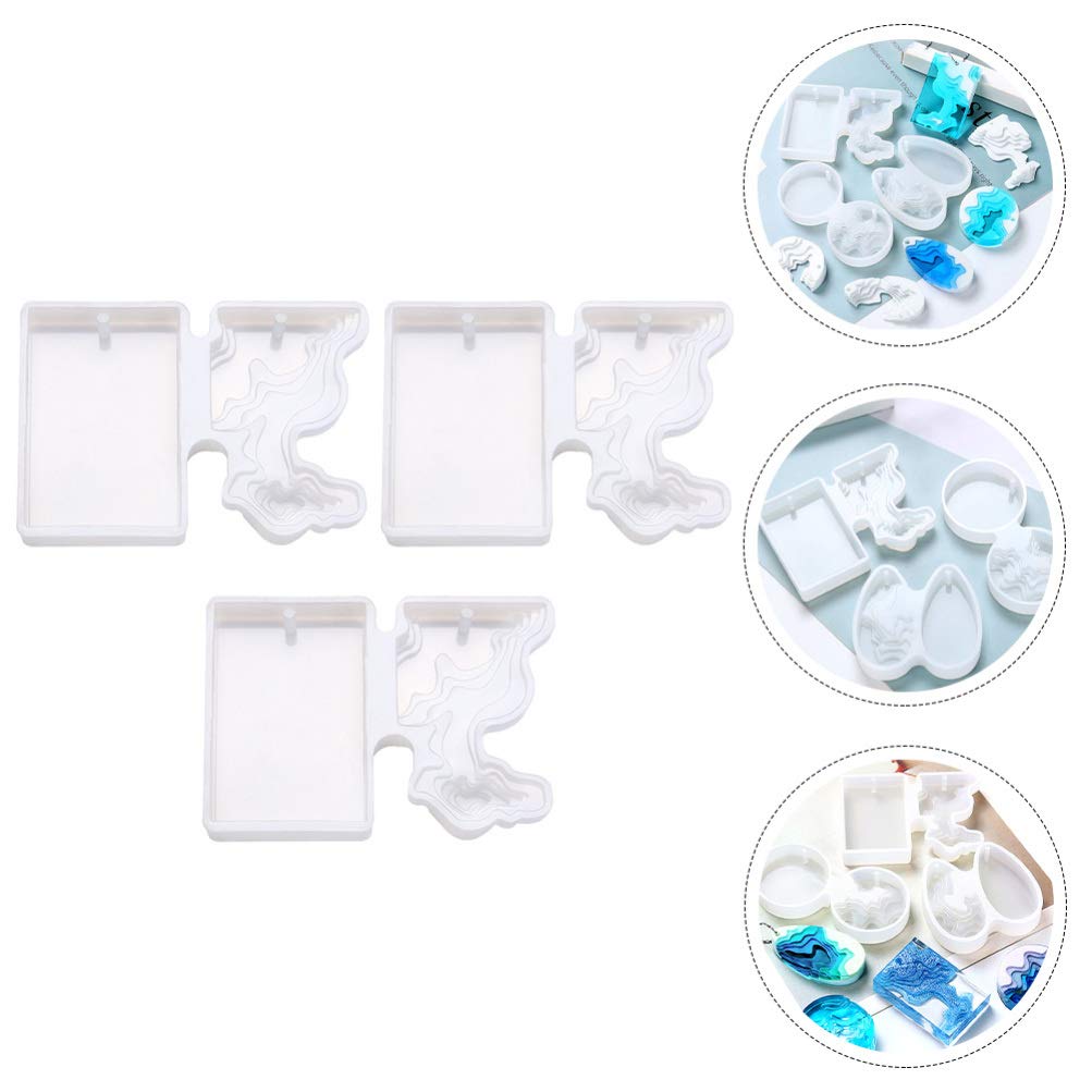 EXCEART 3-Piece Island Pendant Silicone Mold Set for Resin Jewelry Making - DIY Ocean Wave, Beach Theme Charms & Pendants - Perfect for Necklaces, Keychains & Craft Projects