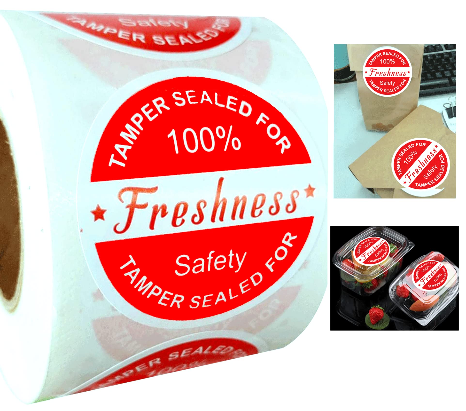 500 Pcs 2 Inch Tamper-Proof Stickers for Food Delivery | Tamper Evident Security Labels for Freshness & Safety | Perfect for Restaurants, Meal Prep & Grocery Delivery Services