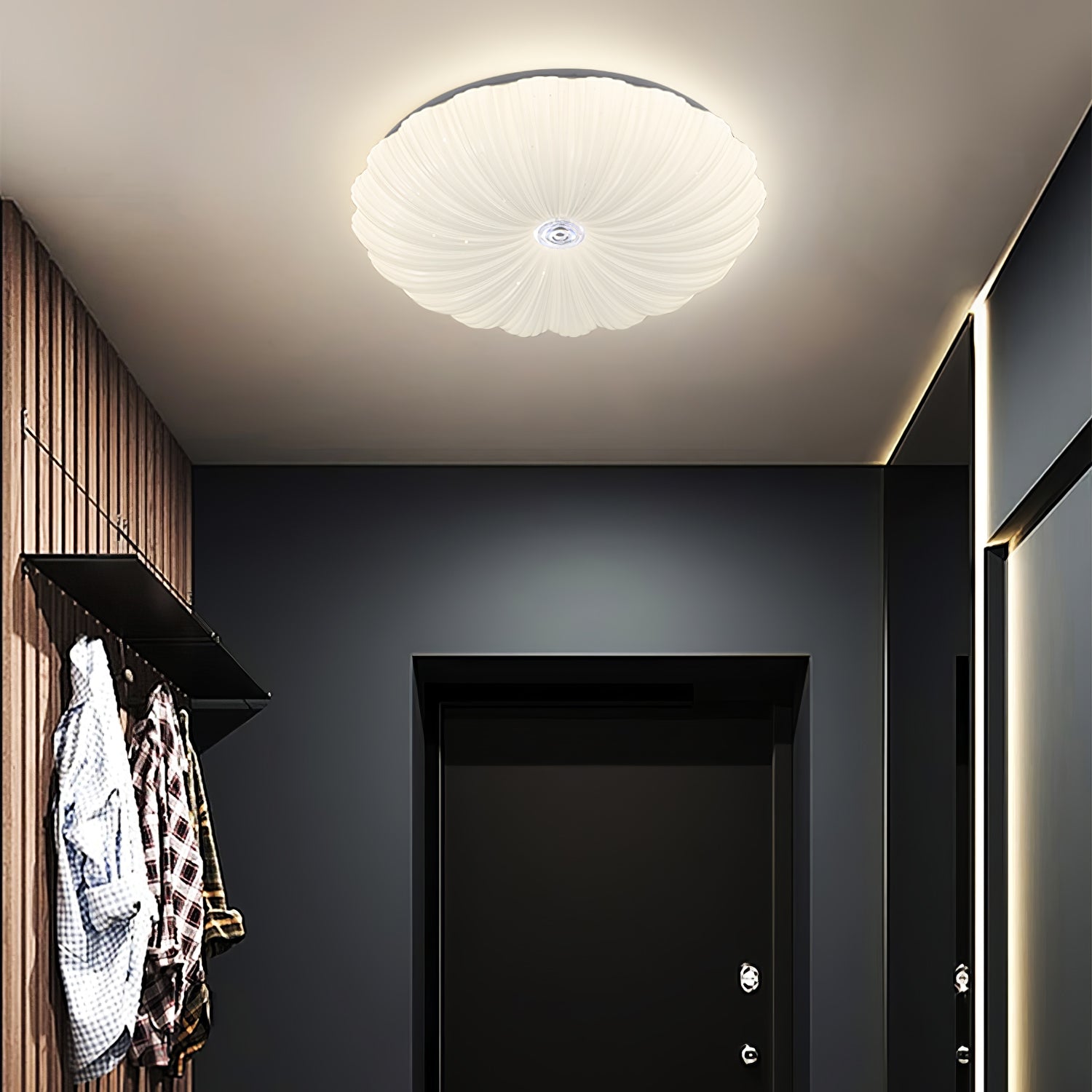 Modern Acrylic Shell Round Ceiling Light Fixture - Dimmable LED Flush Mount for Bedroom, Living Room & Dining Room Lighting