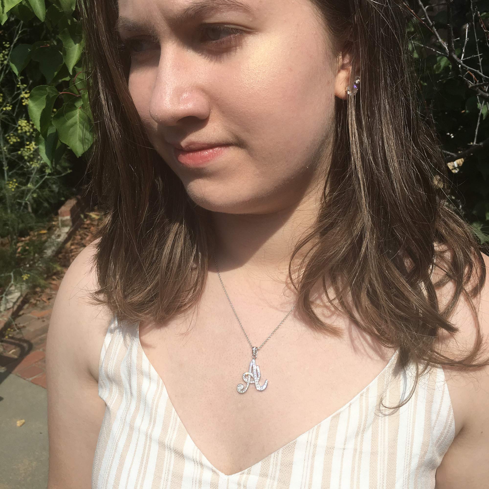 Sterling Silver Initial Necklace with CZ - Adjustable Chain for Women | Gift for Her, Friendship Keepsake