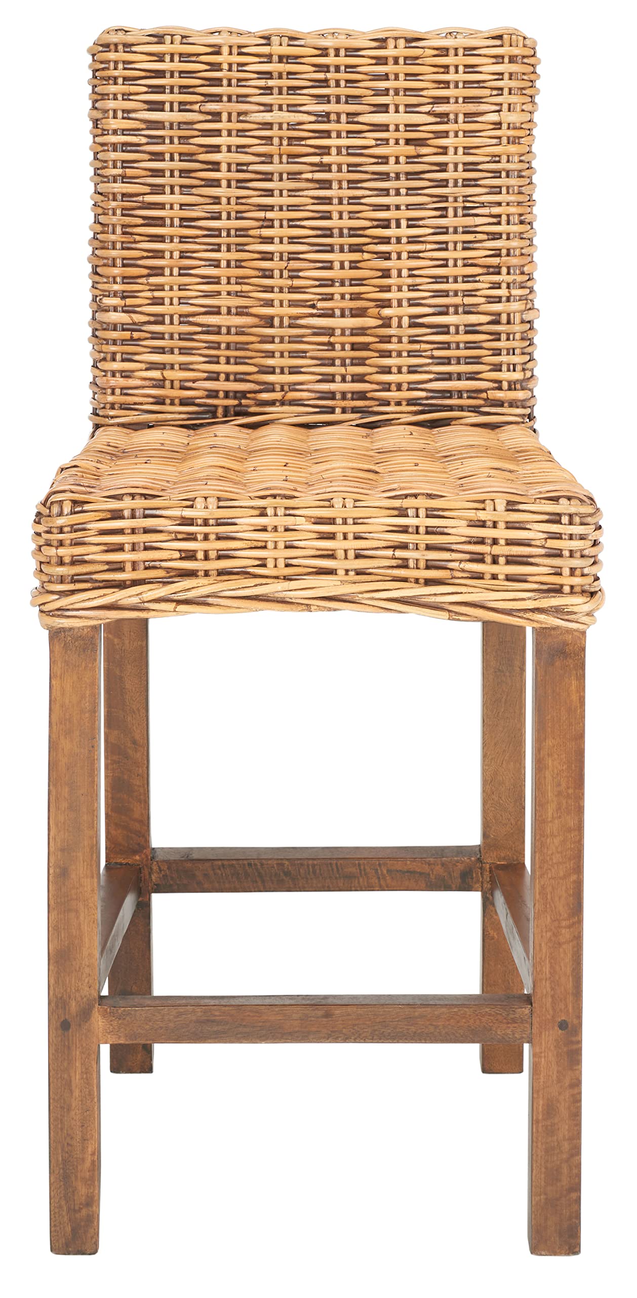 SAFAVIEH Home Tobie Honey Brown Wash Rattan 24-inch Counter Stool - Modern Bar Stool for Kitchen Island, Breakfast Nook & Dining Room Decor