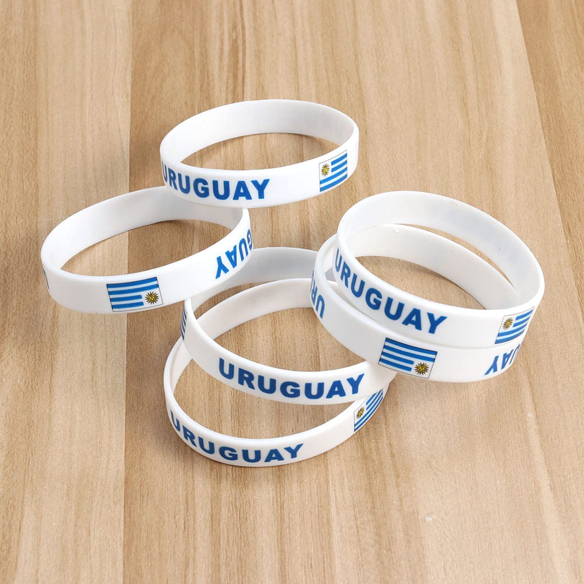 BESTOYARD 6-Pack Uruguay Flag Silicone Wristbands - Patriotic Rubber Bracelets for Sports Games, Football Matches & National Pride - Perfect for Fans, Races & International Events