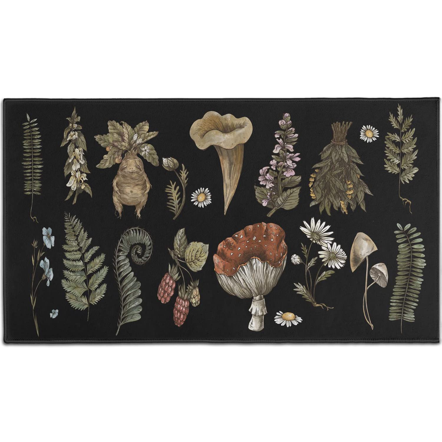 Herbology Plants Doormat - Non-Slip Absorbent Magic Woodland Design Indoor/Outdoor Rug for Entryway, Bathroom, Kitchen, Garden - Perfect for Spring & Summer Home Decor (30x17 Inches) - Ideal for Holiday Gifts & Housewarming Presents