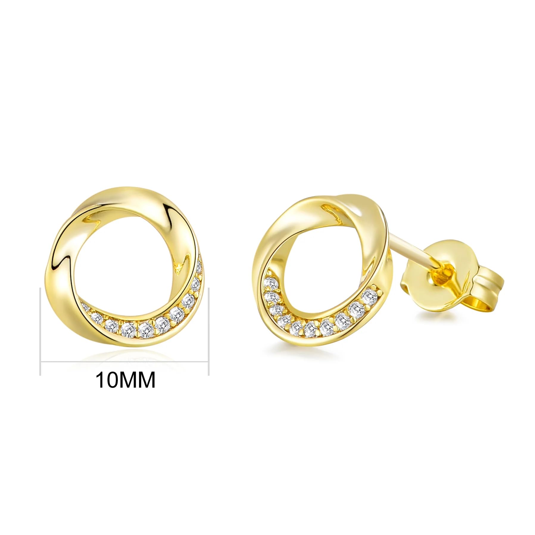 Gold Plated Twist Earrings with Zirconia Crystals for Women - Elegant Party Jewelry