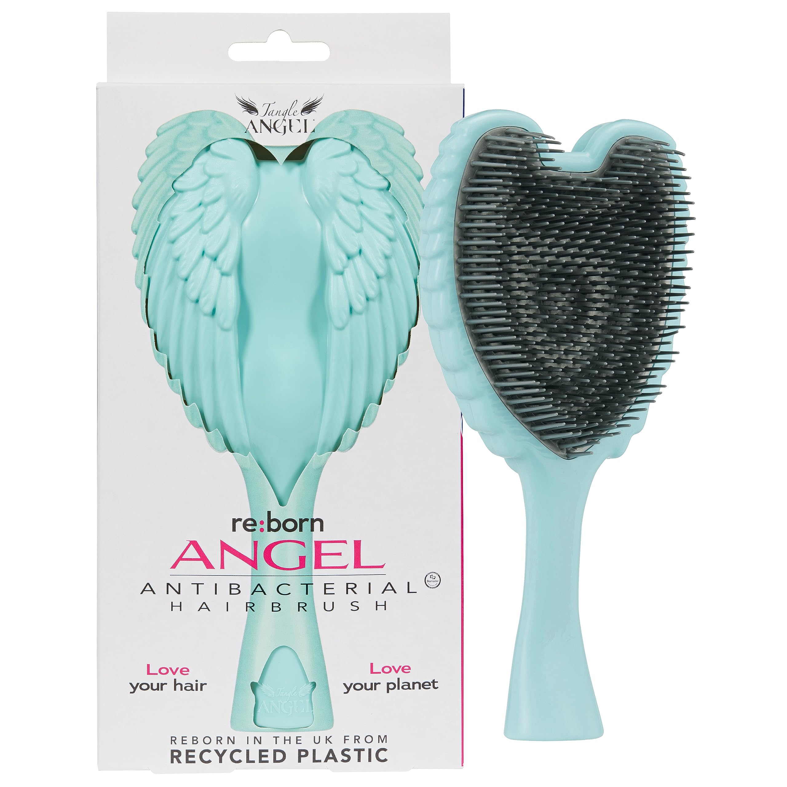 Tangle Angel REBORN Detangling Hair Brush - Eco-Friendly Hairbrush for All Hair Types | Ice Blue | Perfect for Wet/Dry Hair, Travel & Styling