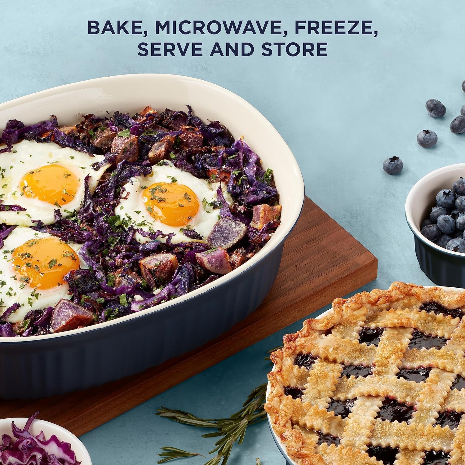 CorningWare 10-Piece Ceramic Bakeware Set with Lids - Chip & Crack Resistant Stoneware Baking Dishes - Oven, Microwave, Dishwasher, Freezer & Fridge Safe - French Navy - Perfect for Casseroles, Lasagna, Meal Prep & Holiday Cooking
