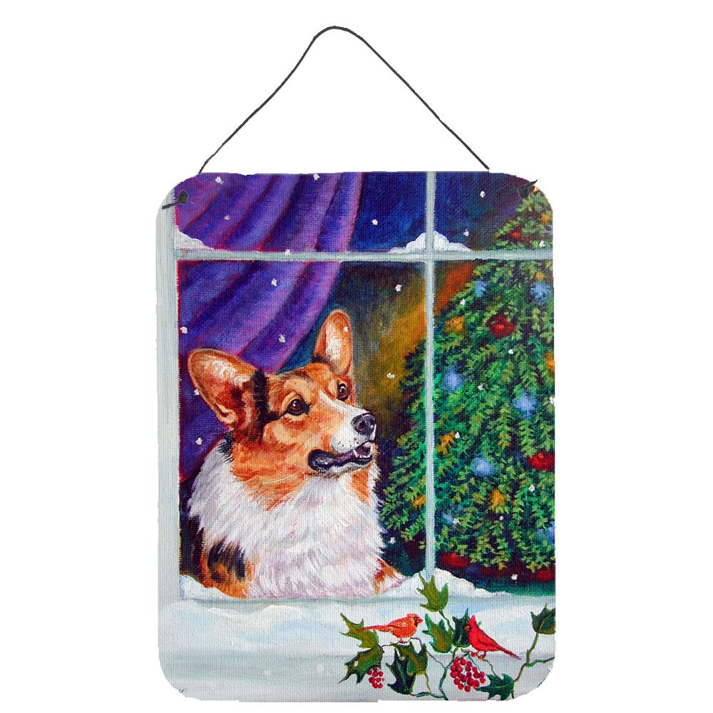 Caroline's Treasures Corgi Christmas Window Wall or Door Hanging Decor - 12x16 Inch Aluminum Metal Sign for Kitchen, Bar, Bathroom, Front Door - Festive Holiday Home Decoration (Multicolor)
