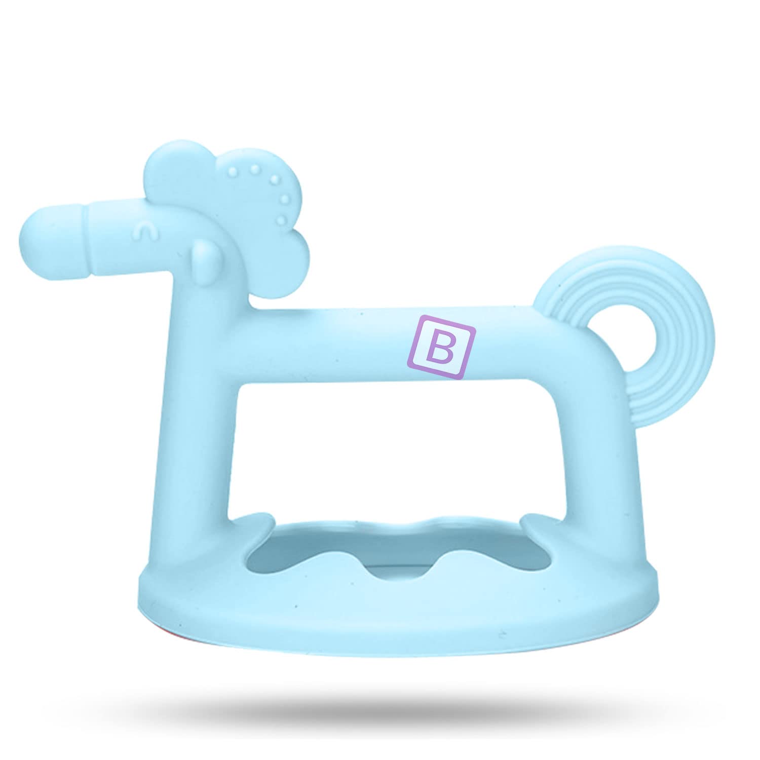 Bembika Baby Teether Toys Set - Silicone Pony, Keys & Toothbrush for Soothing Sore Gums (Blue) | Safe Chew Toys for Infants & Toddlers | Perfect for Teething Relief, Sensory Play & Early Oral Care