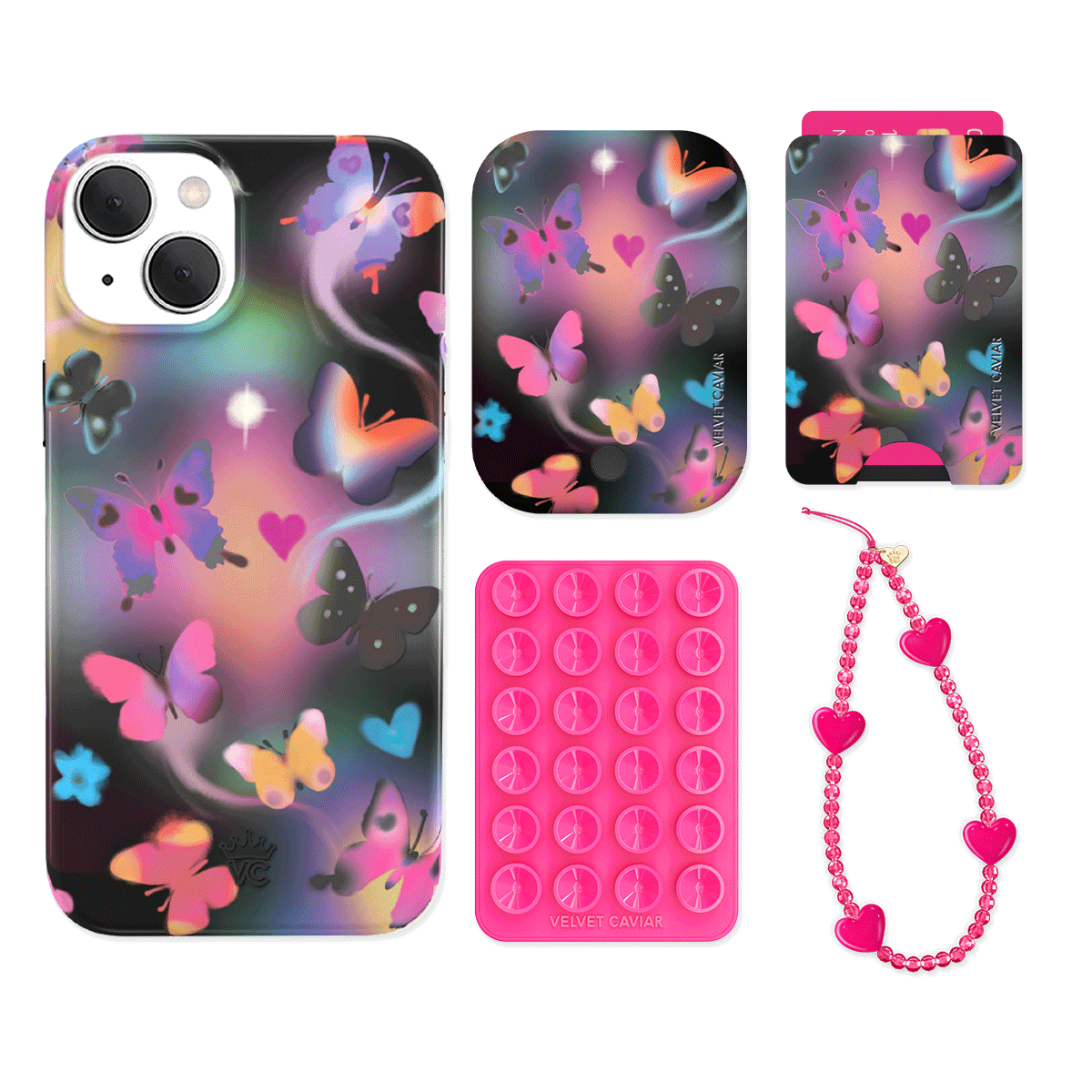 Aurora Butterfly iPhone Case with Wallet - Stylish & Functional Phone Accessory for Women - Perfect for Everyday Use, Travel, and Shopping