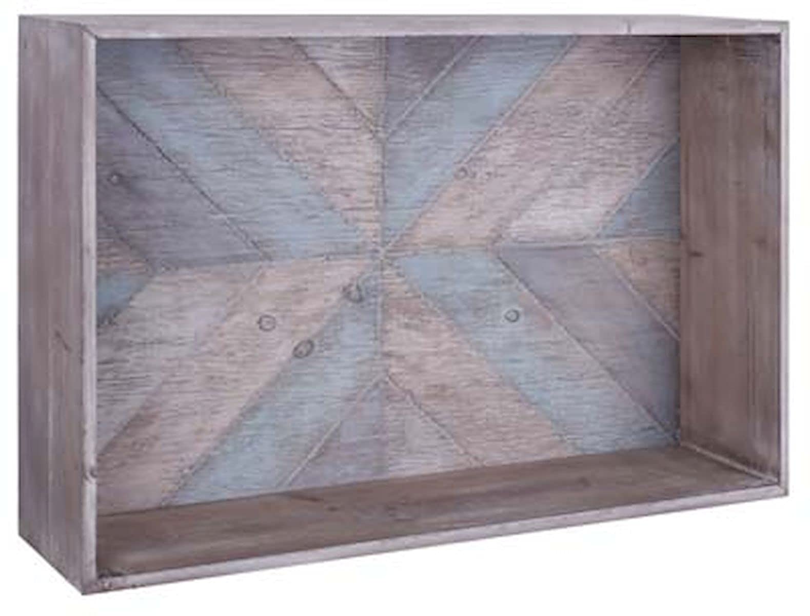 Rustic Patterned Wood Storage Shelf - Handmade Decorative Shelf for Living Room, Bedroom, or Bathroom Organization