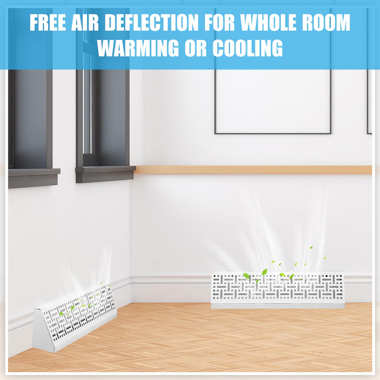 Landhoow 2 Pack White 18 Inch Baseboard Register Diffuser - HVAC Vent Covers for Home Floor & Wall, Decorative Air Vent Grilles for Bedroom, Living Room & Office