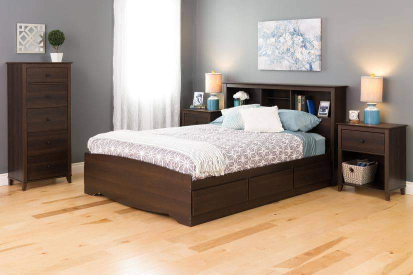 Yaletown 5-Drawer Tall Dresser Chest - White, Black & Gray - Perfect for Bedroom, Closet & Nursery Organization