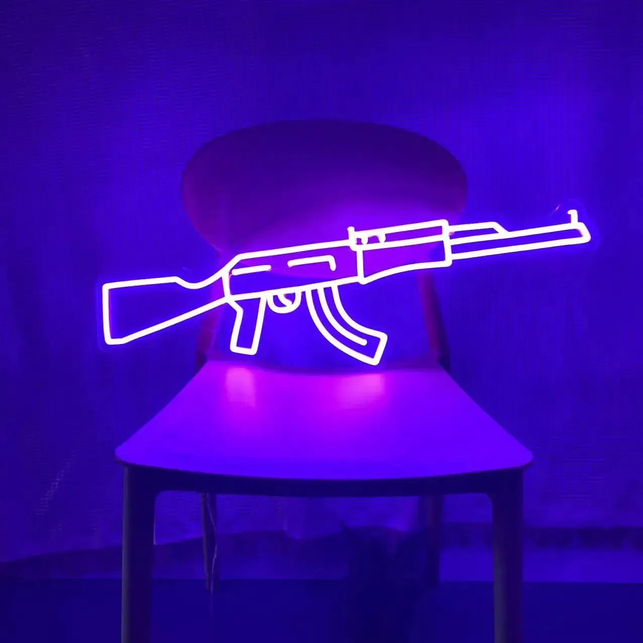 Custom AK47 Gun Purple Neon Sign - Unique Party Decor, Event & Wedding Lighting, Birthday Gift for Men - Perfect for Man Cave, Bar, Game Room & Home Decor