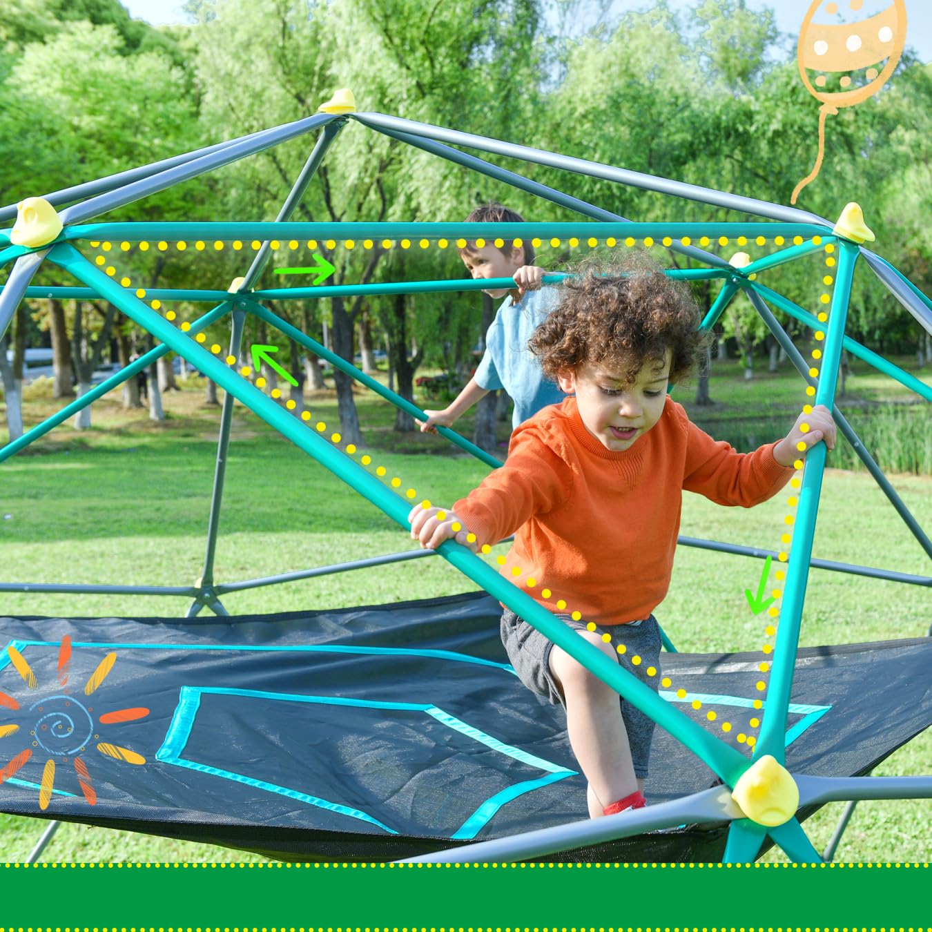 13ft Outdoor Climbing Dome with UV-Resistant Steel Frame & Canopy - 1000 lbs Weight Capacity - Geometric Jungle Gym for Backyard, Garden & Playground - Perfect for Kids Outdoor Play, Fitness Training & Adventure Activities