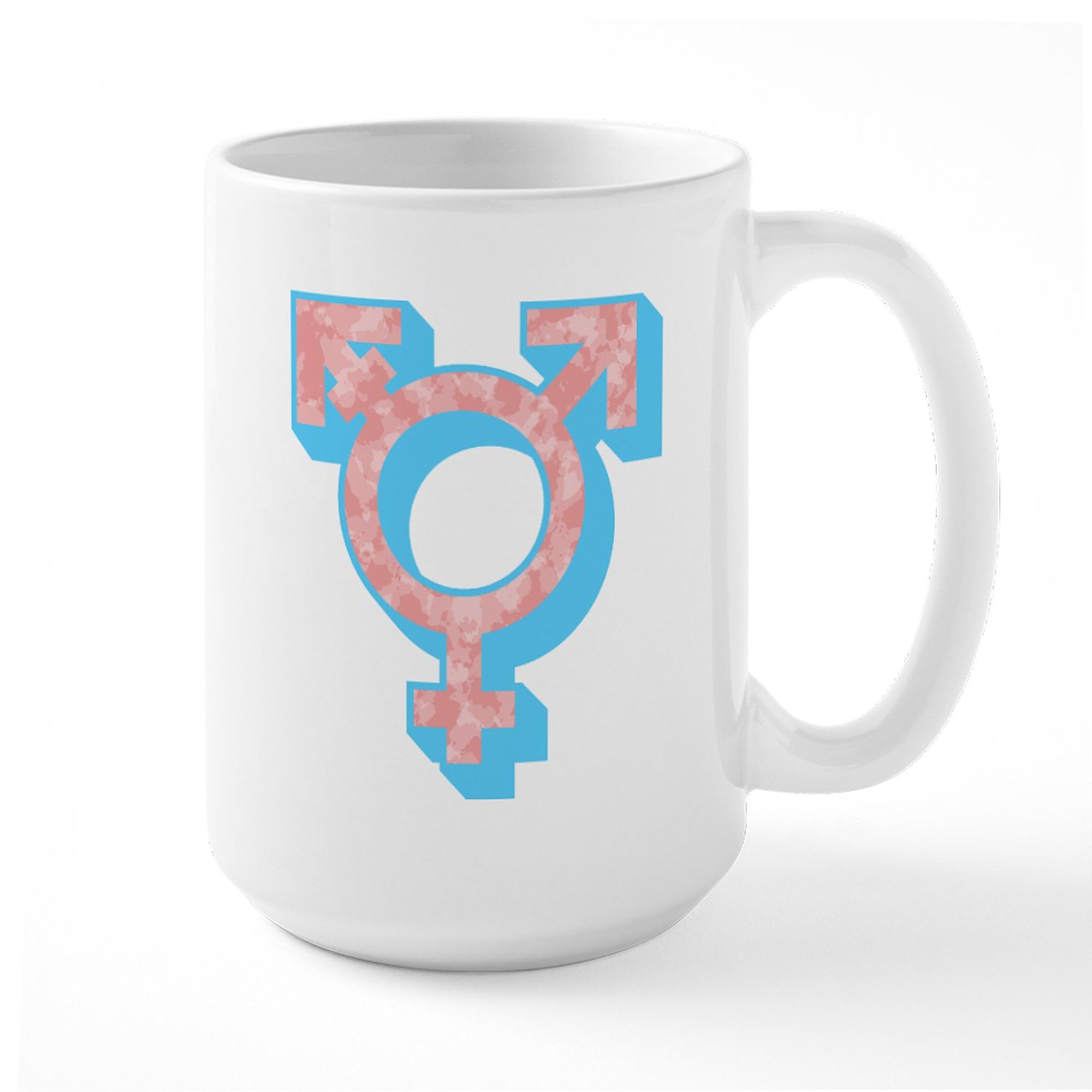Transgender Symbol 15 oz (444 ml) Ceramic Coffee Mug - Perfect for LGBTQ+ Pride, Home & Office Use, Gift for Activists & Allies