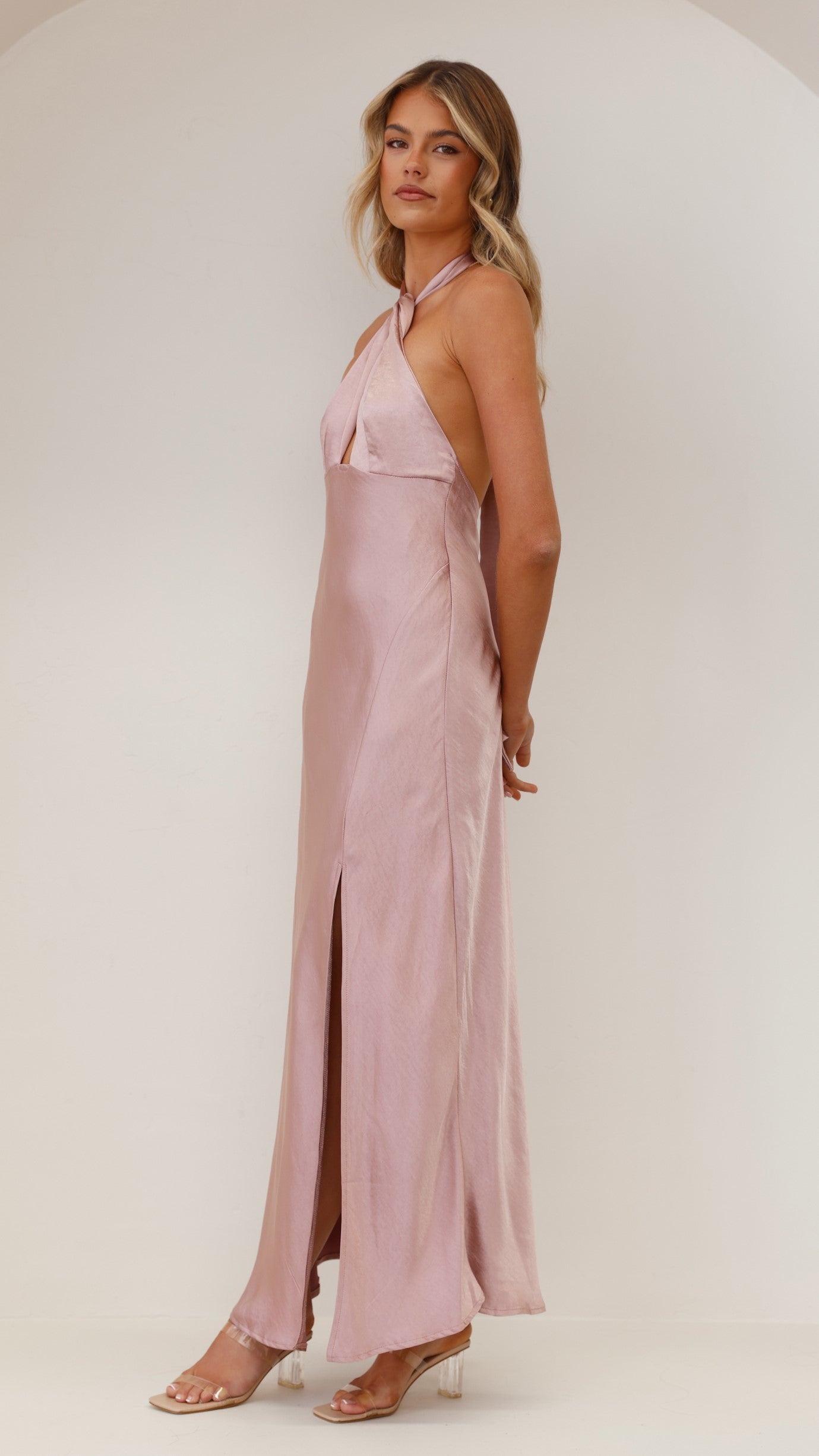 Amalia Maxi Dress for Women - Elegant Dusty Pink Flowy Long Dress for Summer, Beach, Wedding & Special Occasions