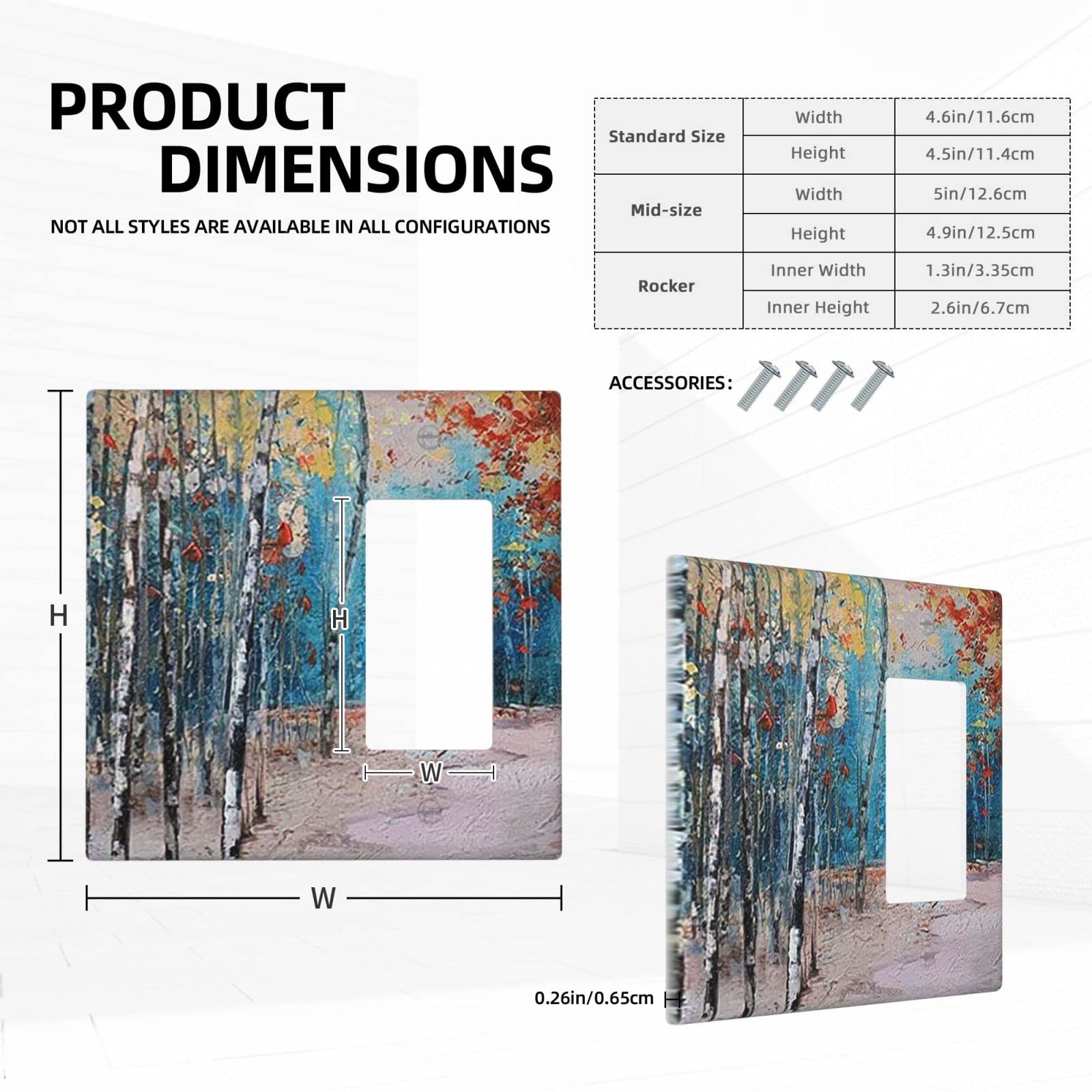Birch Forest Design 2 Gang Light Switch Cover Plate - 1 Toggle & 1 Rocker Combination - 4.5