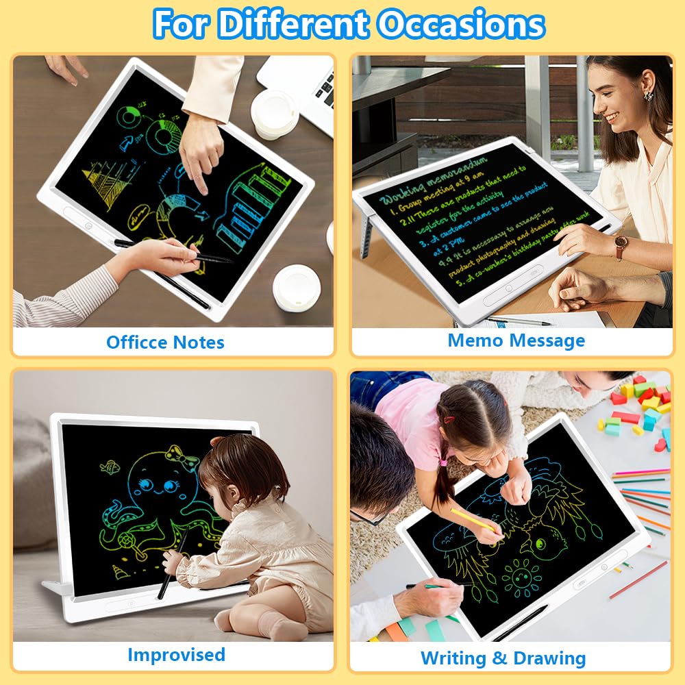 22 Inch LCD Writing Tablet - Colorful Doodle Drawing Board for Kids & Adults, Reusable Digital Notepad for Office, School & Home Use