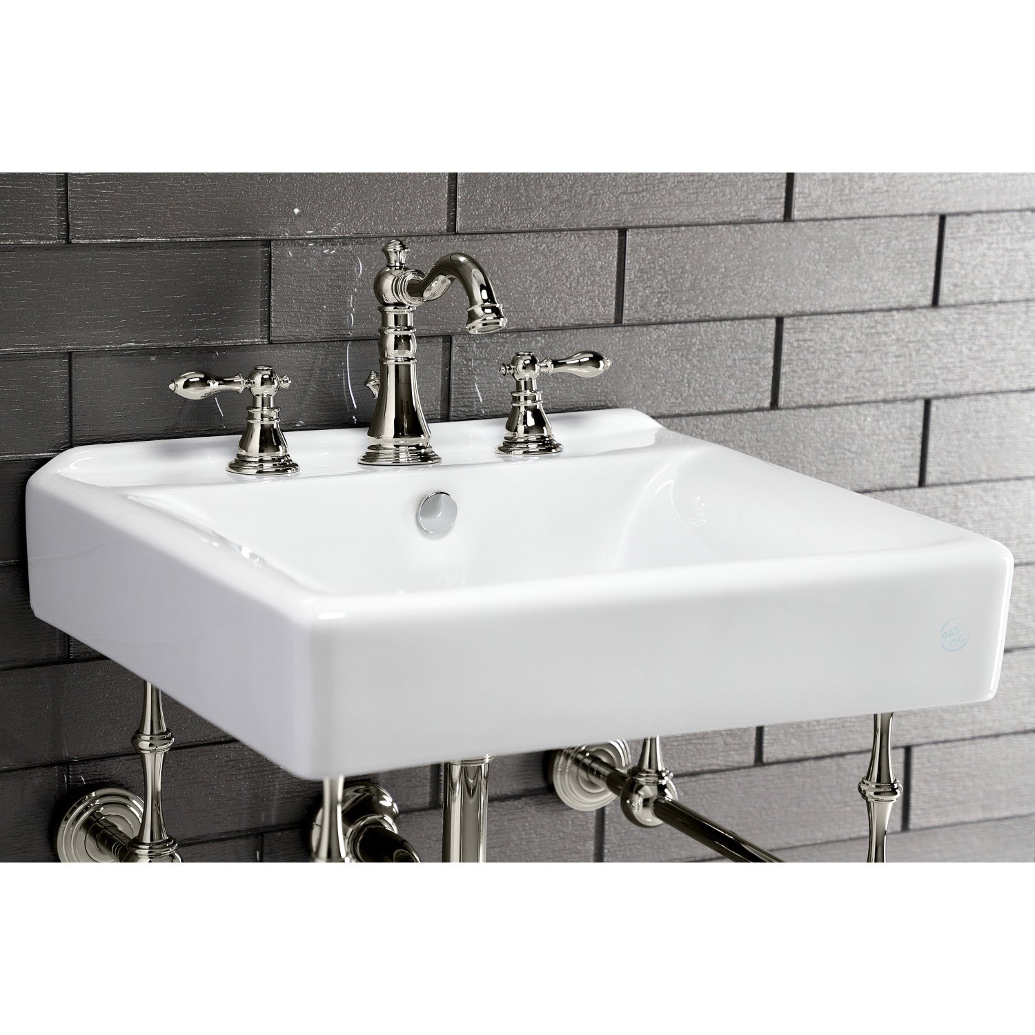 American Classic FSC1979ACL 3-Hole Widespread Bathroom Faucet with Brass Pop-Up Drain - Polished Nickel Finish - Two Handle Deck Mount Sink Faucet for Bathroom Vanity & Powder Room Renovation