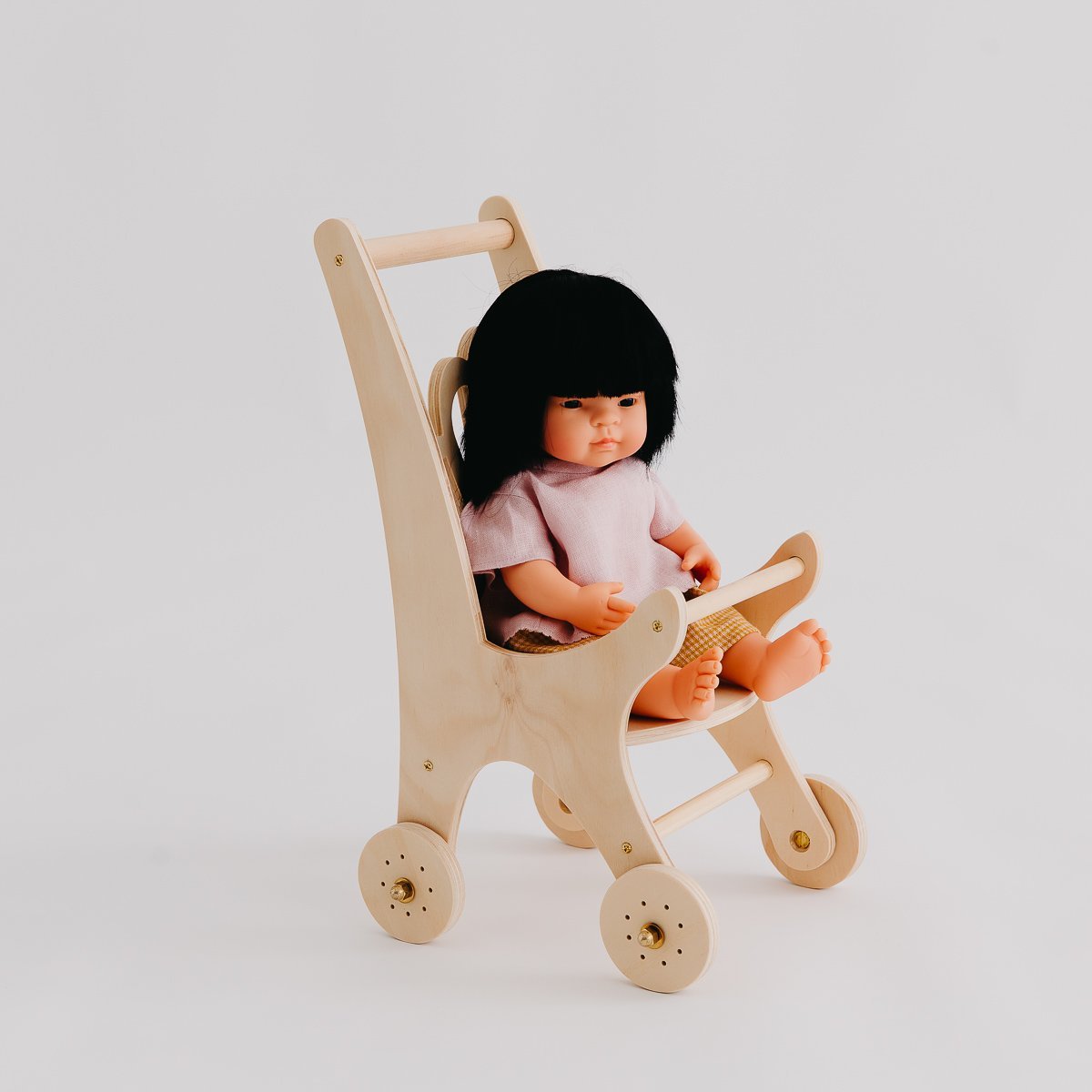 Premium Shell Dolly Pram Stroller - Lightweight Baby Pushchair with Adjustable Handle & Storage Basket | Perfect for Newborns, Toddlers, Shopping & Outdoor Walks