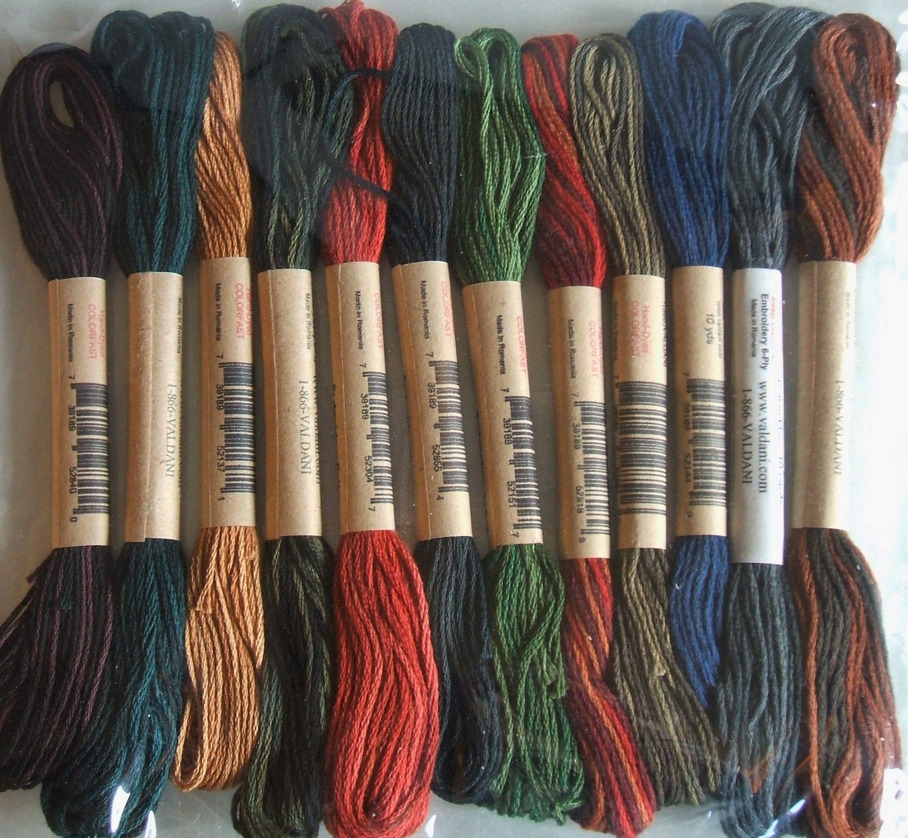 12 Valdani 6-Ply Strand Embroidery Thread Set - Country Lights Color Collection (1-10 Yard Skeins) for Cross Stitch, Needlepoint & Hand Embroidery Projects