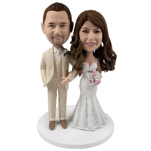 Custom Bobblehead Figurine - Personalized Groom & Bride Wedding Cake Topper (6''/7''/8'') - Unique Couple Dolls for Wedding Anniversary & Holiday Gifts - Perfect for Wedding Decor, Bridal Showers & Romantic Celebrations