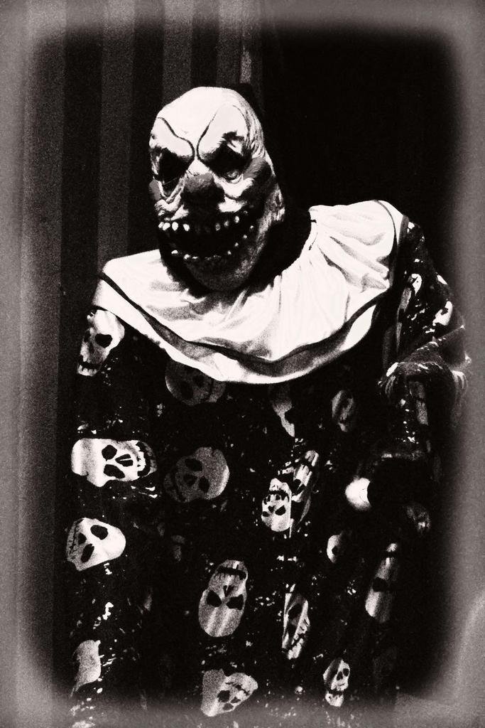 Scary Clown with Teeth Black & White Halloween Poster - 36x54 Large Spooky Wall Art for Haunted House Decor, Horror Party Backdrop & Creepy Room Aesthetic