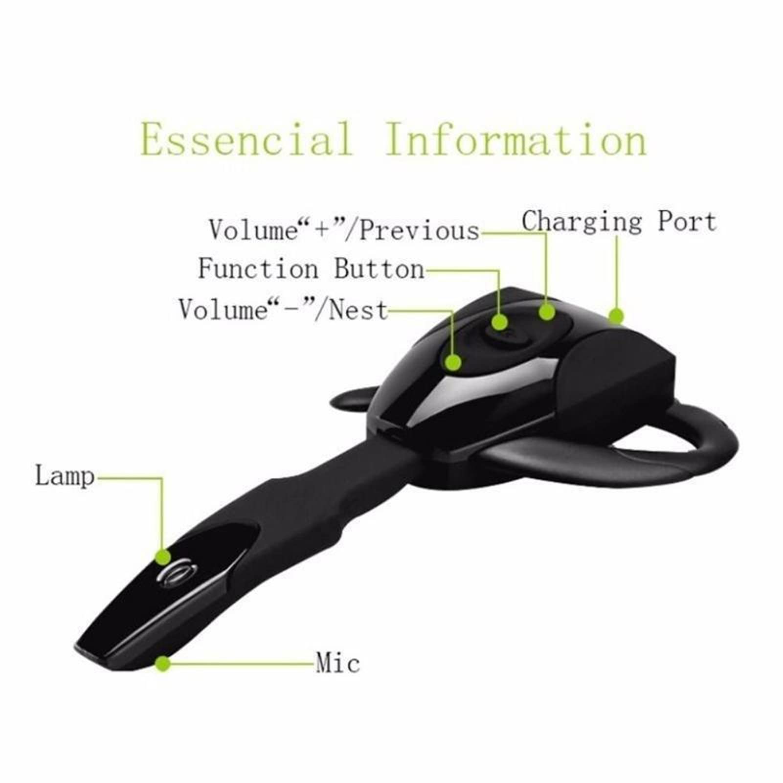 Wireless Bluetooth Headset V5.0 with Noise Cancelling Microphone - Single Ear Lightweight Headphones for Business, Office, Driving & Sports | Hands-Free Calling, Rechargeable Earpiece for Professionals & Active Lifestyles