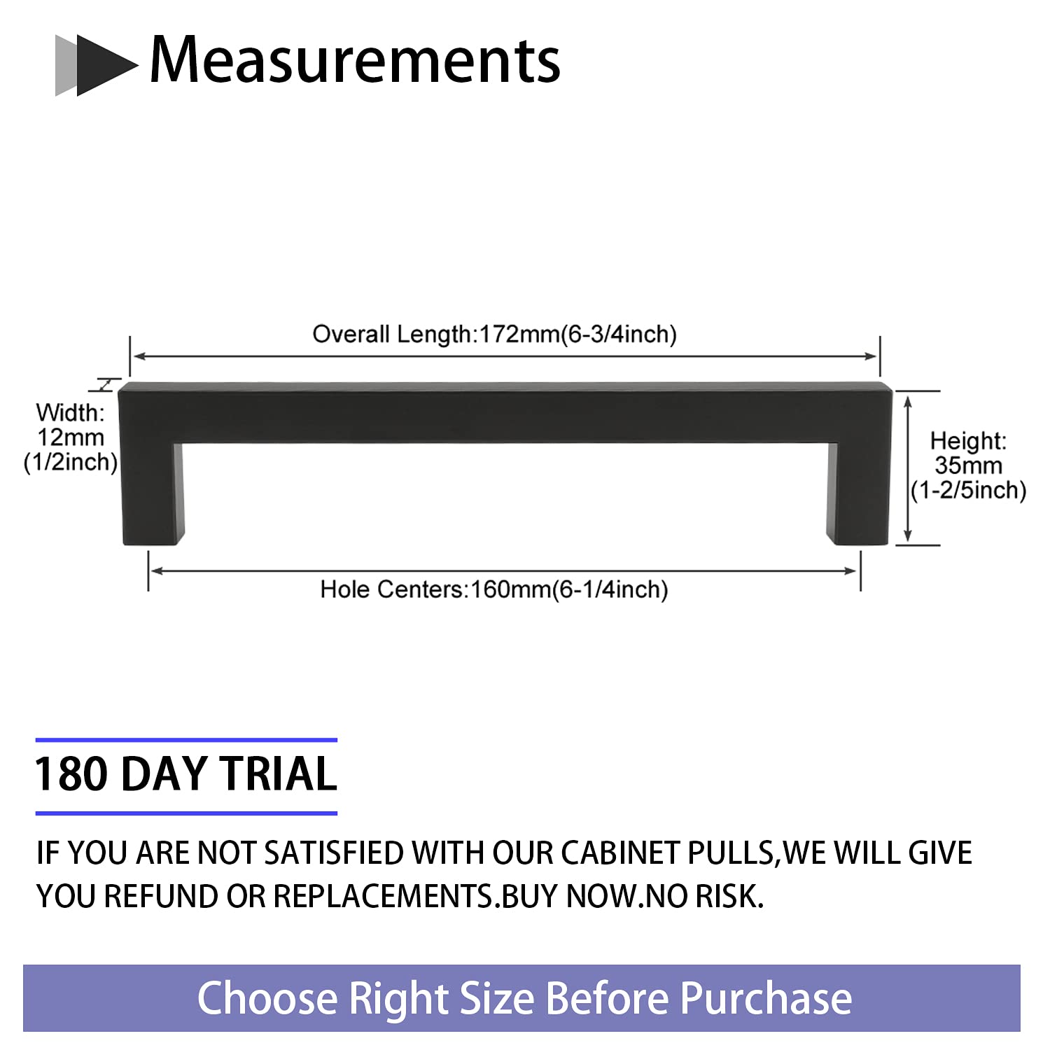 40 Pack Black Cabinet Handles - 6-1/4