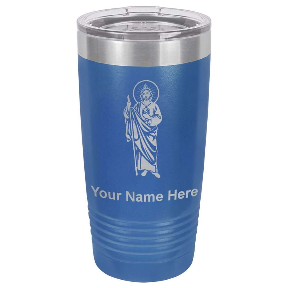 20oz Stainless Steel Tumbler Mug with Lid - Personalized Engraved Saint Jude Design - Vacuum Insulated Hot & Cold Cup - Perfect for Coffee, Tea, or Smoothies - Ideal Gift for Nurses, Doctors & Healthcare Workers (Dark Blue)