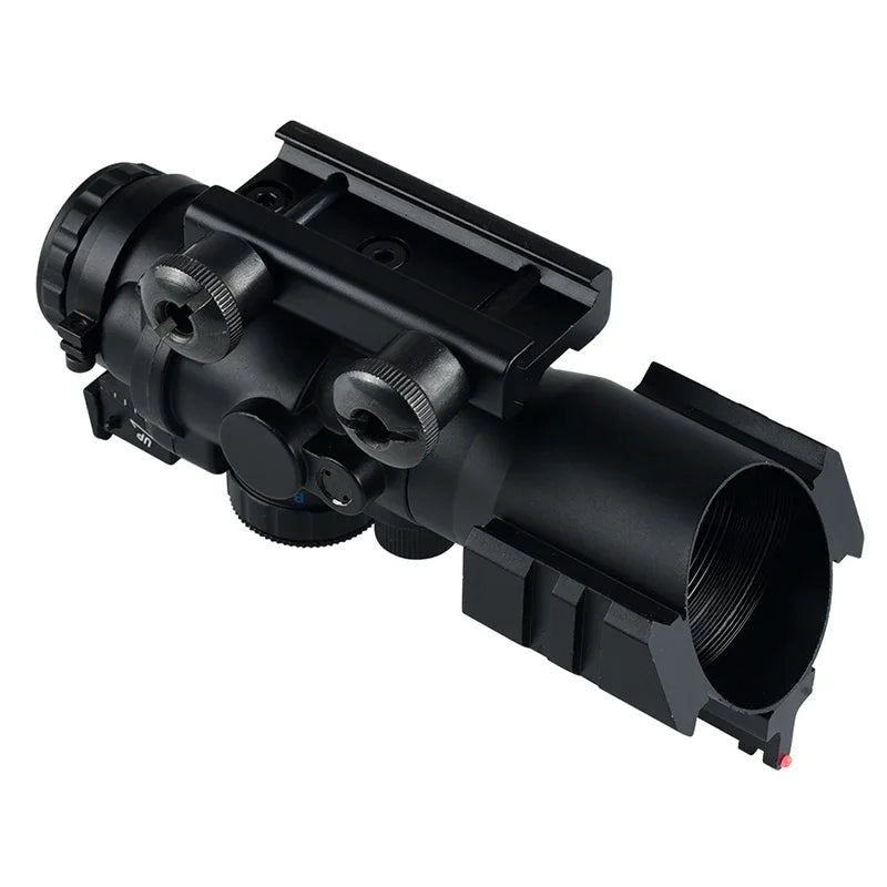 4x32 ACOG Tri-Illuminated Cross Scope - Adjustable Tactical Rifle Scope with Red Fiber Optic Sight for Hunting | Fits 20mm Rail | Perfect for Long-Range Shooting, Tactical Training & Outdoor Adventures